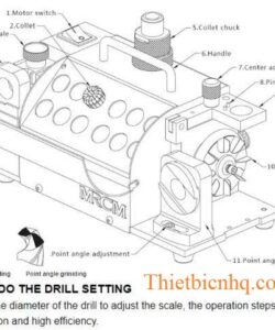 Bản vẽ kích thước thông số máy mài mũi khoan MR-13A