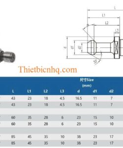 Bản vẽ kích thước vít rút BT Pull Stud tiêu chuẩn