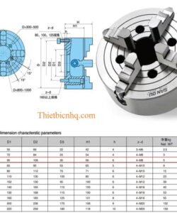 Bản vẽ kích thước mâm cặp 4 chấu độc lập K72
